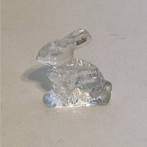 Rabbit Art Clear Glass Paperweight Figurine Easter Bunny Handblown Applied Ears
